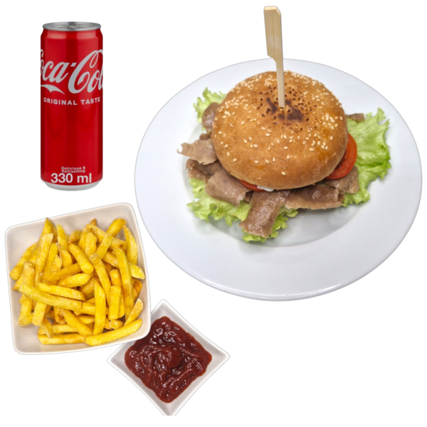 62.  KEBAB-BURGER + POMMES + COLA DOSE